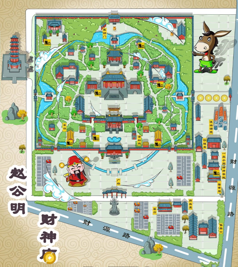 温宿寺庙类手绘地图
